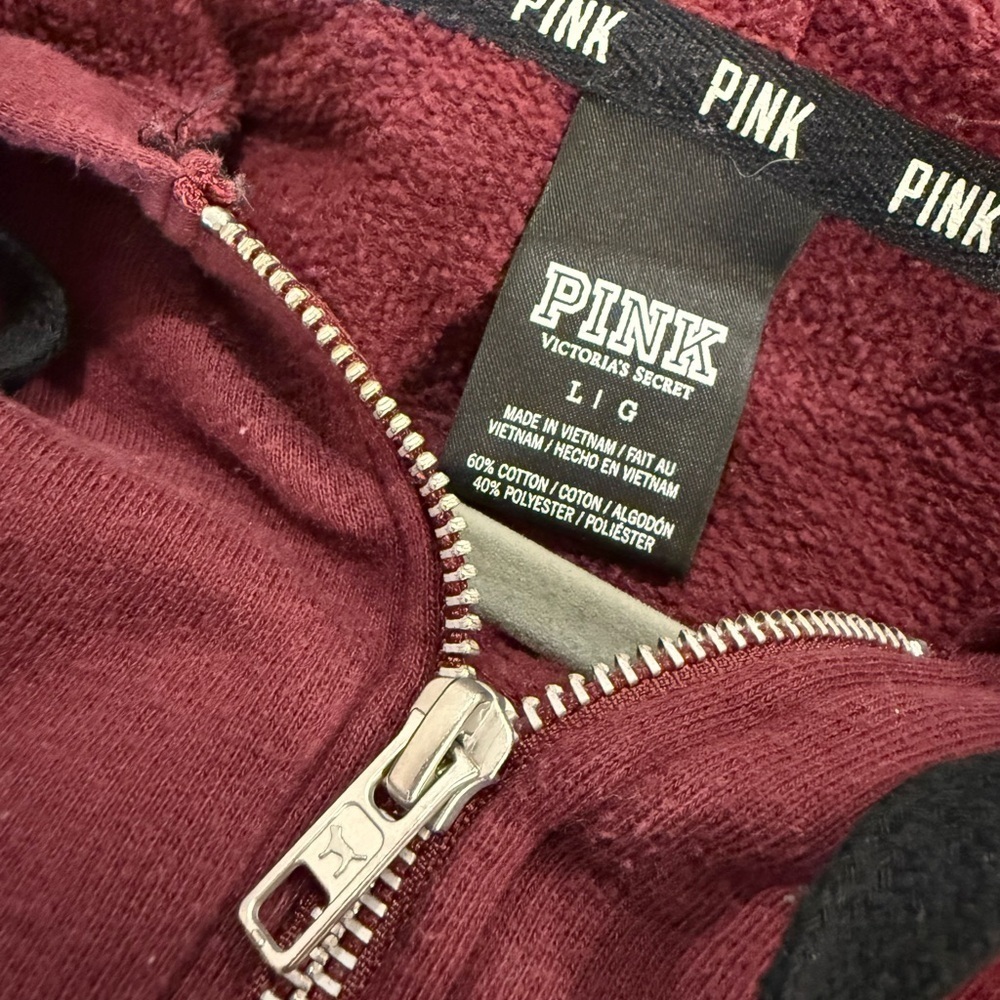 Victorias Secret PINK Burgundy Full Zip Sweater - Picture 4 of 4